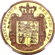 UK 5 Pounds George IV 1826 Proof. Includes lettered edge patterns KM#Pn96 KM# 702 BRITANNIARUM REX FID: DEF: coin reverse UK 5 Pounds George IV 1826 Proof. Includes lettered edge patterns KM#Pn96 KM# 702 BRITANNIARUM REX FID: DEF: coin reverse