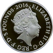 UK 5 Pounds Jutland 2015 British Royal Mint Proof KM# 1295 ELIZABETH II∙D∙G∙REG∙F∙D∙5 POUNDS∙2016∙ J.C coin obverse
