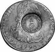 UK 5 Shilling Cromford Derbyshire ND KM# B645 CAROLUS IIII DEI GRATIA 1793 CROMFORD DERBYSHIRE 5S coin obverse UK 5 Shilling Cromford Derbyshire ND KM# B645 CAROLUS IIII DEI GRATIA 1793 CROMFORD DERBYSHIRE 5S coin obverse