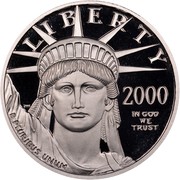 USA $50 American Eagle 2000 W KM# 316 LIBERTY E PLURIBUS UNUM IN GOD WE TRUST coin obverse USA $50 American Eagle 2000 W KM# 316 LIBERTY E PLURIBUS UNUM IN GOD WE TRUST coin obverse