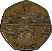 UK 50 Pence 2012 London Olympics - Aquatics 2011 British Royal Mint KM# 1166 50 PENCE coin reverse UK 50 Pence 2012 London Olympics - Aquatics 2011 British Royal Mint KM# 1166 50 PENCE coin reverse