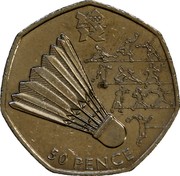 UK 50 Pence 2012 London Olympics - Badminton 2011 British Royal Mint KM# 1174 50 PENCE coin reverse UK 50 Pence 2012 London Olympics - Badminton 2011 British Royal Mint KM# 1174 50 PENCE coin reverse