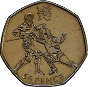 UK 50 Pence 2012 London Olympics - fencing 2011 British Royal Mint KM# 1191 50 PENCE coin reverse UK 50 Pence 2012 London Olympics - fencing 2011 British Royal Mint KM# 1191 50 PENCE coin reverse