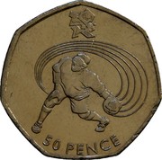 UK 50 Pence 2012 London Paralympics - Goalball 2011 British Royal Mint KM# 1183 50 PENCE coin reverse UK 50 Pence 2012 London Paralympics - Goalball 2011 British Royal Mint KM# 1183 50 PENCE coin reverse