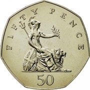 UK 50 Pence Elizabeth II 1985 Proof KM# 940.1 FIFTY PENCE 50 coin reverse UK 50 Pence Elizabeth II 1985 Proof KM# 940.1 FIFTY PENCE 50 coin reverse
