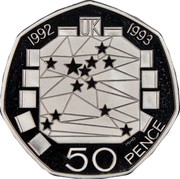 UK 50 Pence European Community 1992 Proof KM# 963a 1992 1993 UK MMD 50 PENCE coin reverse