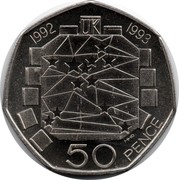UK 50 Pence European Community 1992 KM# 963 1992 1993 UK MMD 50 PENCE coin reverse
