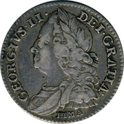 UK 6 Pence George II LIMA 1746 KM# 582.3 GEORGIVS ∙ II ∙ DEI ∙ GRATIA ∙ coin obverse
