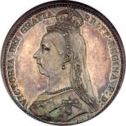 UK 6 Pence Victoria 1887 KM# 759 VICTORIA DEI GRATIA BRITT:REGINA F:D: E.B. coin obverse