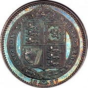 UK 6 Pence Victoria 1887 KM# 759 HONI∙SOIT∙QUI∙MAL∙Y∙PENSE∙ coin reverse