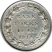 UK Bank Token 1s. 6d. George III 1814 KM# Tn3 BANK TOKEN 1s. 6D. YEAR coin reverse UK Bank Token 1s. 6d. George III 1814 KM# Tn3 BANK TOKEN 1s. 6D. YEAR coin reverse