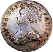 UK Crown Anne roses and plumes in angles 1706 KM# 519.3 ANNA ∙ DEI ∙ - GRATIA ∙ coin obverse