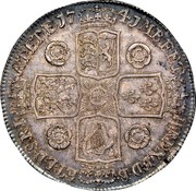 UK Crown George II Roses 1741 KM# 575.2 F ∙ D ∙ B ∙ - ET ∙ L ∙ D ∙ S ∙ R ∙ I ∙ - A ∙ T ∙ ET ∙ E ∙ - M ∙ B ∙ F ∙ ET ∙ - H ∙ REX ∙ coin reverse UK Crown George II Roses 1741 KM# 575.2 F ∙ D ∙ B ∙ - ET ∙ L ∙ D ∙ S ∙ R ∙ I ∙ - A ∙ T ∙ ET ∙ E ∙ - M ∙ B ∙ F ∙ ET ∙ - H ∙ REX ∙ coin reverse