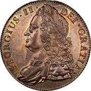 UK Crown George II Roses 1743 KM# 585.1 GEORGIVS ∙ II ∙ - DEI ∙ GRATIA ∙ coin obverse UK Crown George II Roses 1743 KM# 585.1 GEORGIVS ∙ II ∙ - DEI ∙ GRATIA ∙ coin obverse