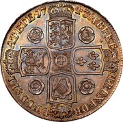 UK Crown George II Roses 1743 KM# 585.1 F ∙ D ∙ B ∙ - ET ∙ L ∙ D ∙ S ∙ R ∙ I ∙ - A ∙ T ∙ ET ∙ E ∙ - M ∙ B ∙ F ∙ ET ∙ - H ∙ REX ∙ coin reverse UK Crown George II Roses 1743 KM# 585.1 F ∙ D ∙ B ∙ - ET ∙ L ∙ D ∙ S ∙ R ∙ I ∙ - A ∙ T ∙ ET ∙ E ∙ - M ∙ B ∙ F ∙ ET ∙ - H ∙ REX ∙ coin reverse