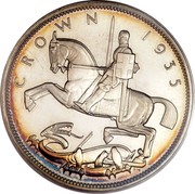 UK Crown George V Silver Jubilee 1935 Incused edge lettering KM# 842 C R O W N 1 9 3 5 PM coin reverse UK Crown George V Silver Jubilee 1935 Incused edge lettering KM# 842 C R O W N 1 9 3 5 PM coin reverse