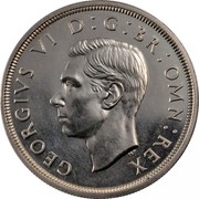 UK Crown George VI 1937 Proof KM# 857 GEORGIVS VI D:G:BR:OMN:REX HP coin obverse UK Crown George VI 1937 Proof KM# 857 GEORGIVS VI D:G:BR:OMN:REX HP coin obverse