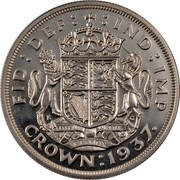 UK Crown George VI 1937 Proof KM# 857 FID:DEF: :IND:IMP DIEU ET MON DROIT CROWN:1937∙ coin reverse UK Crown George VI 1937 Proof KM# 857 FID:DEF: :IND:IMP DIEU ET MON DROIT CROWN:1937∙ coin reverse