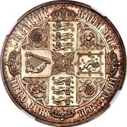 UK Crown Victoria 1847 Proof. Plain edge KM# 744 TUEATUR UNITA DEUS, ANNO DOM MDCCCXLVII coin reverse UK Crown Victoria 1847 Proof. Plain edge KM# 744 TUEATUR UNITA DEUS, ANNO DOM MDCCCXLVII coin reverse