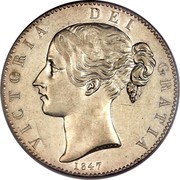 UK Crown Victoria 1847 KM# 741 VICTORIA DEI GRATIA coin obverse UK Crown Victoria 1847 KM# 741 VICTORIA DEI GRATIA coin obverse