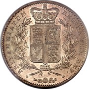 UK Crown Victoria 1847 KM# 741 BRITANNIARUM REGIBA FID: DEF: coin reverse UK Crown Victoria 1847 KM# 741 BRITANNIARUM REGIBA FID: DEF: coin reverse