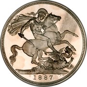 UK Crown Victoria 1887 KM# 765 B. P. coin reverse UK Crown Victoria 1887 KM# 765 B. P. coin reverse
