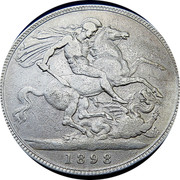 UK Crown Victoria 1898 LXII KM# 783 B. P. coin reverse UK Crown Victoria 1898 LXII KM# 783 B. P. coin reverse