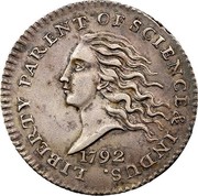 USA Disme US Liberty Parent of Science and Industry 1792 Reeded Edge; Judd# 10 KM# PnB1 LIBERTY PARENT OF SCIENCE & INDUS. coin obverse USA Disme US Liberty Parent of Science and Industry 1792 Reeded Edge; Judd# 10 KM# PnB1 LIBERTY PARENT OF SCIENCE & INDUS. coin obverse