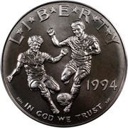 USA Dollar 1994 World Cup Soccer 1994 D KM# 247 LIBERTY IN GOD WE TRUST coin obverse USA Dollar 1994 World Cup Soccer 1994 D KM# 247 LIBERTY IN GOD WE TRUST coin obverse