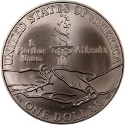 USA Dollar 1996 Atlanta Olympics - track and field 1995 D KM# 264 UNITED STATES OF AMERICA 100 ATLANTA E PLURIBUS UNUM ONE DOLLAR coin reverse USA Dollar 1996 Atlanta Olympics - track and field 1995 D KM# 264 UNITED STATES OF AMERICA 100 ATLANTA E PLURIBUS UNUM ONE DOLLAR coin reverse