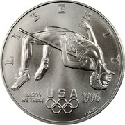 USA Dollar 1996 Atlanta Paralympics - high jump 1996 D KM# A272 LIBERTY IN GOD WE TRUST USA coin obverse USA Dollar 1996 Atlanta Paralympics - high jump 1996 D KM# A272 LIBERTY IN GOD WE TRUST USA coin obverse