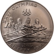 USA Dollar 1996 Atlanta Paralympics - rowing 1996 D KM# 272 XXVI OLYMPIAD USA LIBERTY IN GOD WE TRUST coin obverse USA Dollar 1996 Atlanta Paralympics - rowing 1996 D KM# 272 XXVI OLYMPIAD USA LIBERTY IN GOD WE TRUST coin obverse