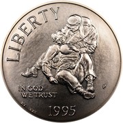 USA Dollar Civil War 1995 P KM# 255 LIBERTY IN GOD WE TRUST coin obverse USA Dollar Civil War 1995 P KM# 255 LIBERTY IN GOD WE TRUST coin obverse
