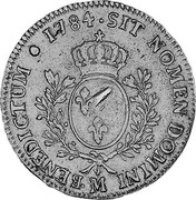 UK Dollar Countermarked 1774-1792 CM Date: ND(1797) KM# 628 ∙*YEAR*∙SIT NOMEN DOMINI M ∙BENEDICTUM coin reverse