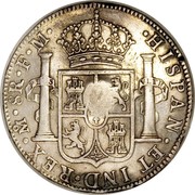 UK Dollar George III 1790 CM Date: ND(1797) KM# 641 HISPAN∙ET IND∙REX∙ MO ∙ 8R ∙F∙M∙ coin reverse UK Dollar George III 1790 CM Date: ND(1797) KM# 641 HISPAN∙ET IND∙REX∙ MO ∙ 8R ∙F∙M∙ coin reverse
