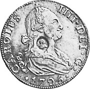 UK Dollar George III Countermarked 1788-1808 CM Date: ND(1797) KM# 640 CAROLUS IIII DEI G coin obverse UK Dollar George III Countermarked 1788-1808 CM Date: ND(1797) KM# 640 CAROLUS IIII DEI G coin obverse