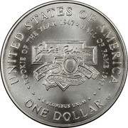 USA Dollar Jackie Robinson 1997 S KM# 279 UNITED STATES OF AMERICA ONE DOLLAR ROOKIE OF THE YEAR 1947 HALL OF FAME 1962 50 E PLURIBUS UNUM coin reverse USA Dollar Jackie Robinson 1997 S KM# 279 UNITED STATES OF AMERICA ONE DOLLAR ROOKIE OF THE YEAR 1947 HALL OF FAME 1962 50 E PLURIBUS UNUM coin reverse
