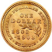 USA Dollar Louisiana Purchase Exposition - McKinley 1903 KM# 120 ∙ LOUISIANA PURCHASE EXPOSITION ∙ ST. LOUIS ∙ 1803-1903 ONE DOLLAR coin reverse USA Dollar Louisiana Purchase Exposition - McKinley 1903 KM# 120 ∙ LOUISIANA PURCHASE EXPOSITION ∙ ST. LOUIS ∙ 1803-1903 ONE DOLLAR coin reverse