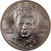USA Dollar Robert F. Kennedy 1998 S KM# 287 ROBERT R. KENNEDY IN GOD WE TRUST LIBERTY coin obverse USA Dollar Robert F. Kennedy 1998 S KM# 287 ROBERT R. KENNEDY IN GOD WE TRUST LIBERTY coin obverse