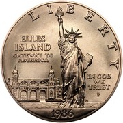 USA Dollar Statue of Liberty Centennial 1986 P KM# 214 LIBERTY ELLIS ISLAND GATEWAY TO AMERICA IN GOD WE TRUST coin obverse USA Dollar Statue of Liberty Centennial 1986 P KM# 214 LIBERTY ELLIS ISLAND GATEWAY TO AMERICA IN GOD WE TRUST coin obverse