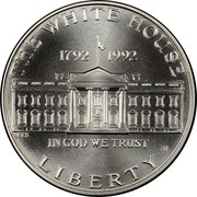USA Dollar White House Bicentennial 1992 D KM# 236 THE WHITE HOUSE LIBERTY IN GOD WE TRUST 1792 1992 coin obverse USA Dollar White House Bicentennial 1992 D KM# 236 THE WHITE HOUSE LIBERTY IN GOD WE TRUST 1792 1992 coin obverse