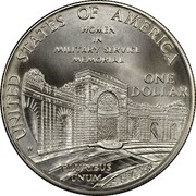 USA Dollar Women In Military Service Memorial 1994 W KM# 252 UNITED STATES OF AMERICA ONE DOLLAR E PLURIBUS UNUM WOMAN IN MILITARY SERVICE MEMORIAL coin reverse USA Dollar Women In Military Service Memorial 1994 W KM# 252 UNITED STATES OF AMERICA ONE DOLLAR E PLURIBUS UNUM WOMAN IN MILITARY SERVICE MEMORIAL coin reverse