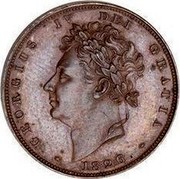 UK Farthing 1826 Proof KM# 697a Pre-Decimal coinage GEORGIUS IV DEI GRATIA coin obverse UK Farthing 1826 Proof KM# 697a Pre-Decimal coinage GEORGIUS IV DEI GRATIA coin obverse