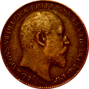 UK Farthing Edward VII 1904 KM# 792 EDWARDVS VII DEI GRA:BRITT:OMN:REX FID:DEF:IND:IMP. DES coin obverse UK Farthing Edward VII 1904 KM# 792 EDWARDVS VII DEI GRA:BRITT:OMN:REX FID:DEF:IND:IMP. DES coin obverse