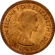 UK Farthing Elizabeth II 1953 Matte Proof KM# 881 + ELIZABETH II DEI GRA:BRITT:OMN:REGINA F:D: coin obverse UK Farthing Elizabeth II 1953 Matte Proof KM# 881 + ELIZABETH II DEI GRA:BRITT:OMN:REGINA F:D: coin obverse
