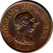 UK Farthing George III 1807 KM# 661 GEORGIUS III. D: G. REX. coin obverse