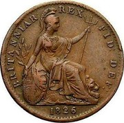 UK Farthing George IV 1826 KM# 677 BRITANNIAR. REX: FID: DEF: coin reverse UK Farthing George IV 1826 KM# 677 BRITANNIAR. REX: FID: DEF: coin reverse
