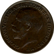 UK Farthing George V 1919 KM# 808.2 GEORGIVS V DEI GRA:BRITT:OMN:REX FID:DEF:IND:IMP: B.M. coin obverse UK Farthing George V 1919 KM# 808.2 GEORGIVS V DEI GRA:BRITT:OMN:REX FID:DEF:IND:IMP: B.M. coin obverse