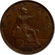 UK Farthing George V 1935 KM# 825 FARTHING *YEAR* coin reverse UK Farthing George V 1935 KM# 825 FARTHING *YEAR* coin reverse