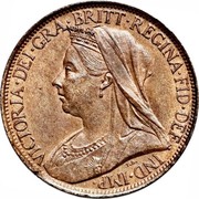 UK Farthing Victoria 1895 KM# 788.1 VICTORIA ∙ DEI ∙ GRA ∙ BRITT ∙ REGINA ∙ FID coin obverse
